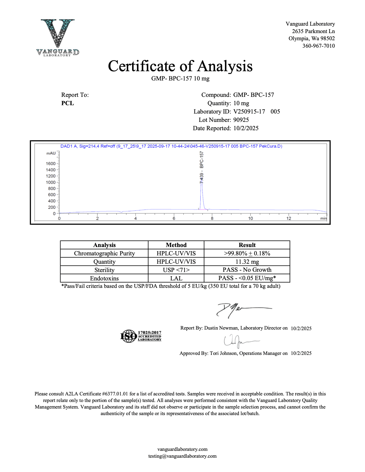 V250915-17 GMP-BPC-157-10mg Report 005