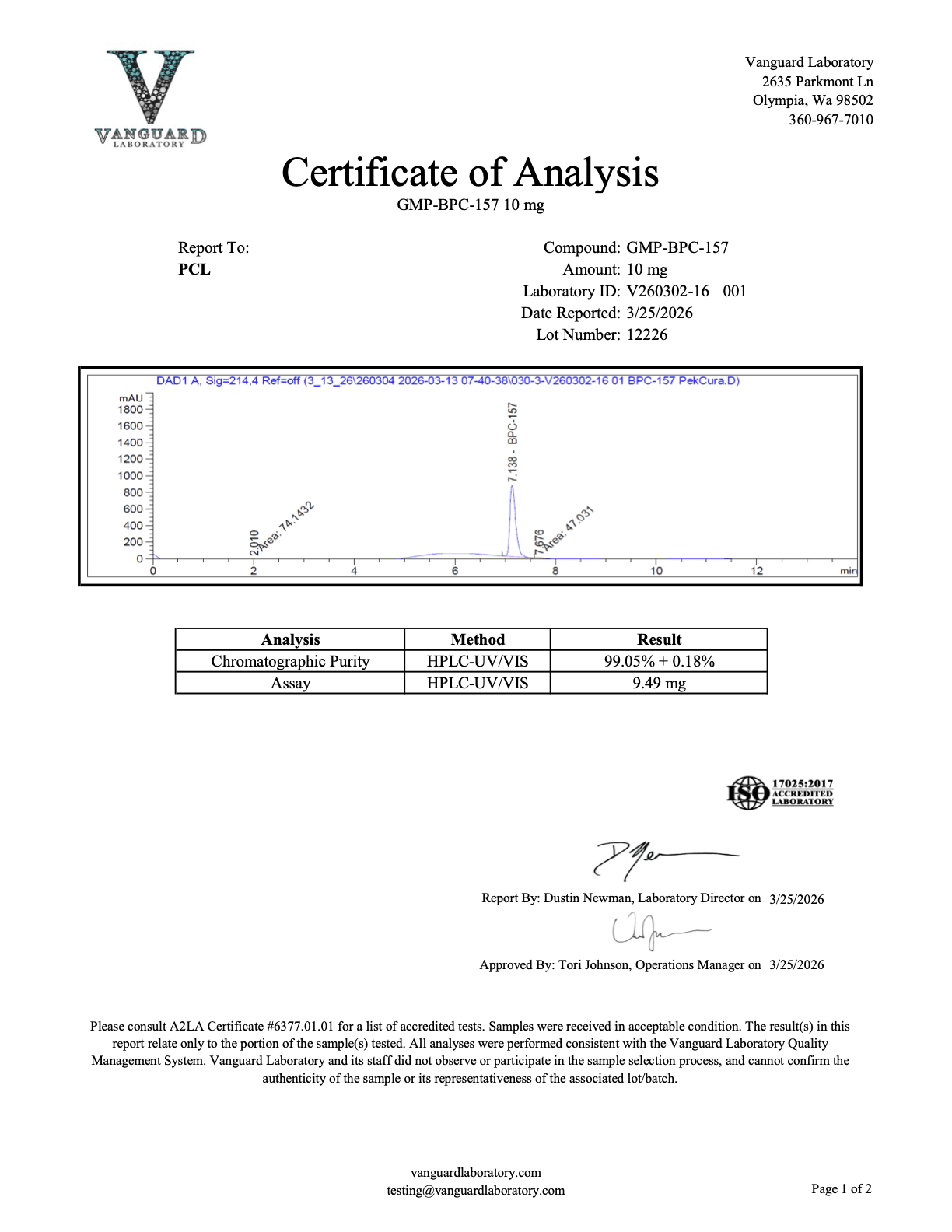 V260302-16 GMP-BPC-157-10mg Report 001