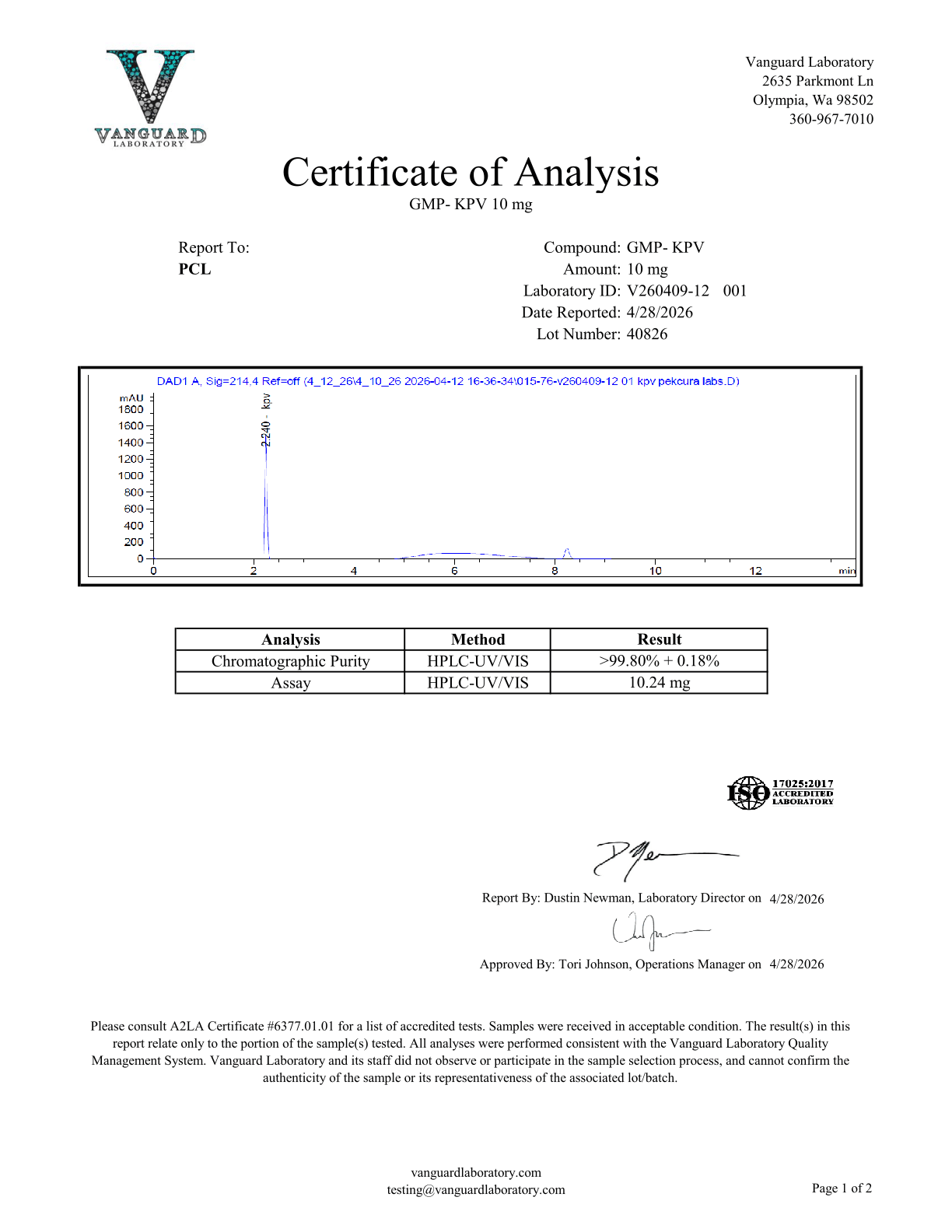 V260409-12 GMP KPV 10mg Report 001